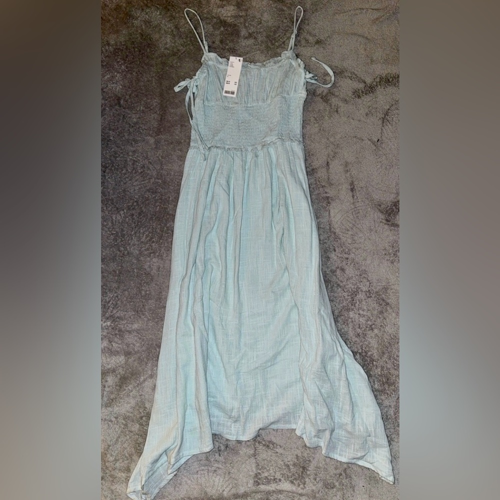 Urban Outfitters Blue Asymmetrical Ruched Sundress